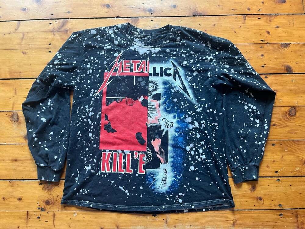 Metallica Kill 'Em All Long Sleeve Bleach Wash Band T-Shirt Medium